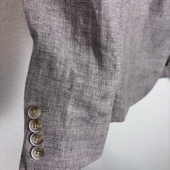 Hackett London Taupe Linen Delave Hopsack Blazer Men’s 46R Work Classic Wedding - Picture 3 of 16